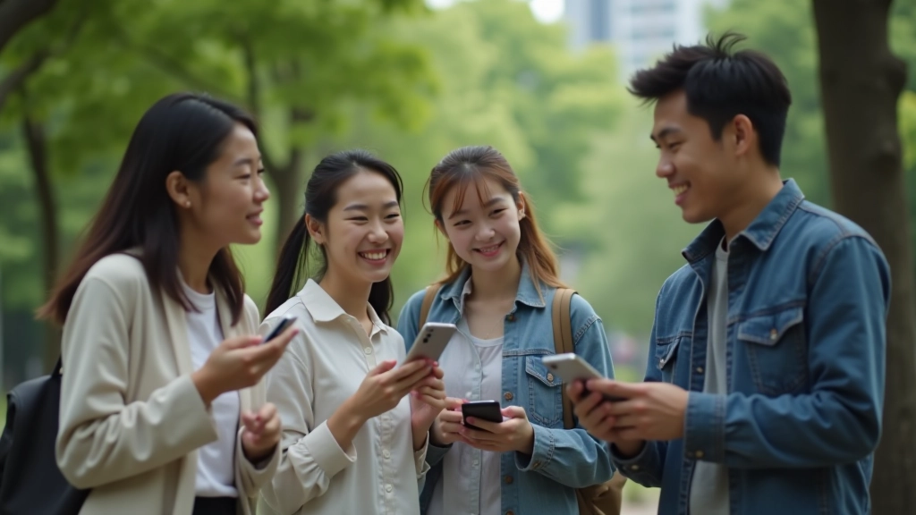 Friends having a device-free conversation outdoors
