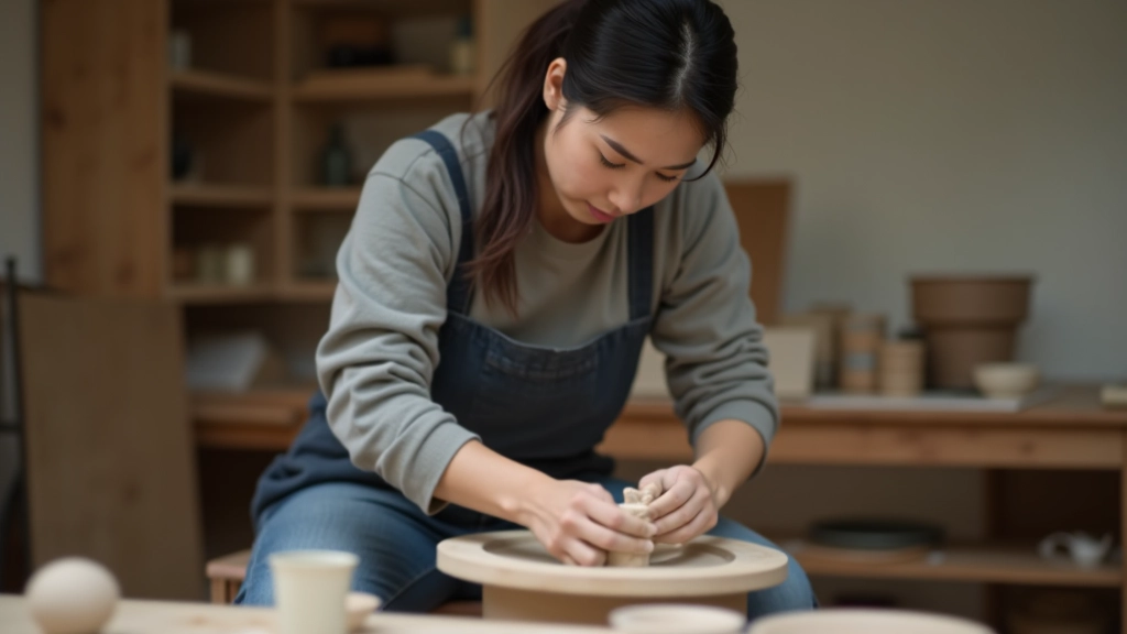 Hands creating pottery on wheel, clay being shaped, creative hands-on activity in workshop