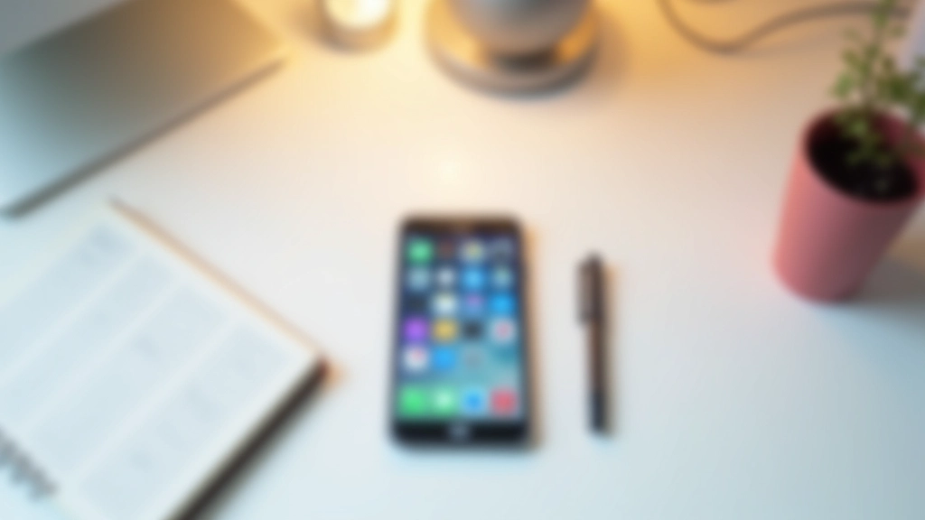 Smartphone with social media apps visible, placed on desk next to notebook and pen