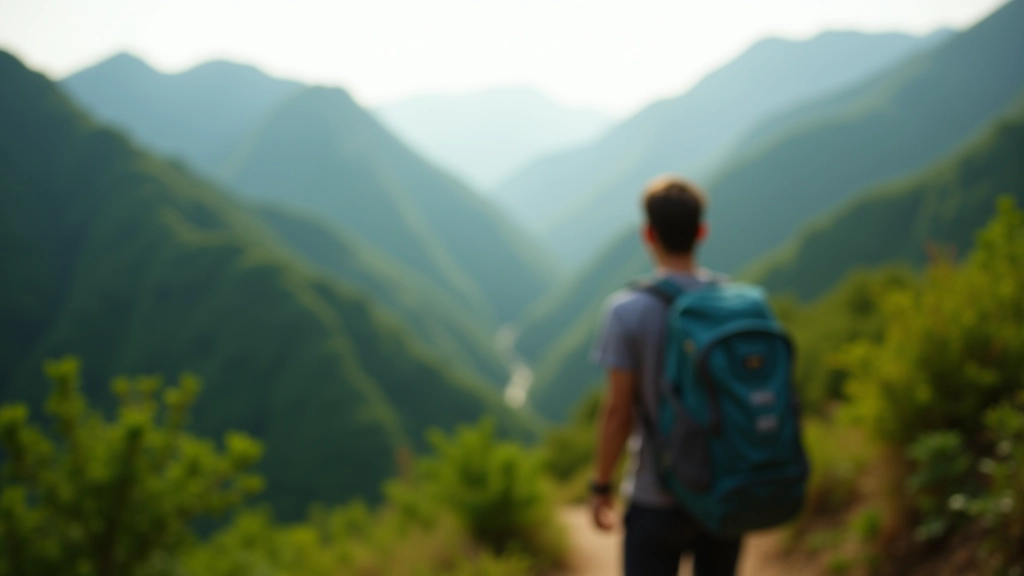 Person hiking in nature as offline activity
